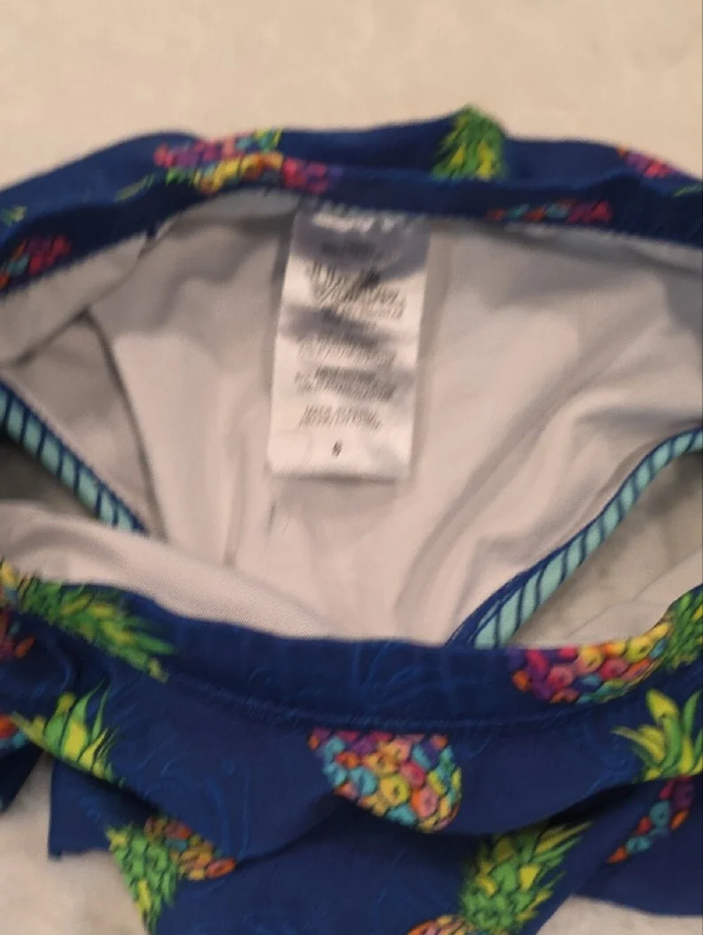 Girls Navy Pineapple Print Rash Guard Set with Sun Hat